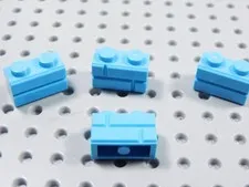 LEGO Lot of 4 Medium Azure 1x2 Modified Bricks w/ Masonry Profile BM