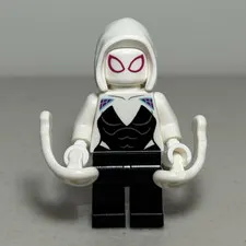 LEGO Minifigure White Hood White Mask Head Black & White Torso Black Legs
