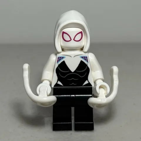 LEGO Minifigure White Hood White Mask Head Black & White Torso Black Legs