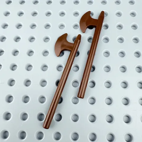 LEGO Minifigure Weapon Axe Halberd Lot of 2 - Old Brown - Castle