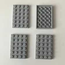 LEGO 4x NEW Pieces Plate 4x6 LIGHT BLUISH GRAY #3032