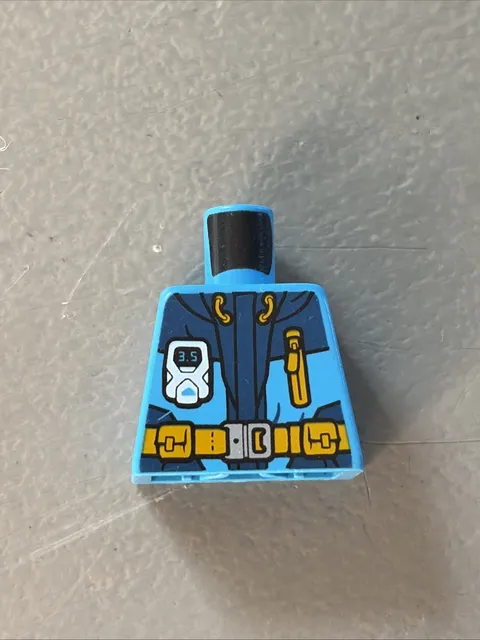 Lego Dark Azure Minifig Torso Yellow Belts Harness