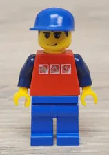 Lego twn084 Red Shirt 3 Silver Logos Dark Blue Arms Blue Legs And Cap Minifigure