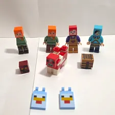 LEGO Minecraft Minifigure Lot - Alex, Farmhand, Dragon Slayer, Mooshroom & Ect