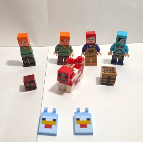 LEGO Minecraft Minifigure Lot - Alex, Farmhand, Dragon Slayer, Mooshroom & Ect