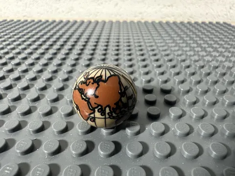 LEGO Cylinder Hemisphere 2 x 2 Complete Assembly w/ Globe Pattern Dark Tan Earth