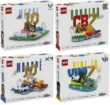 4 FIFA Soccer LEGO Set Lot: 43011 Messi 43012 Ronaldo 43013 Mbappe 43027 Vini Jr