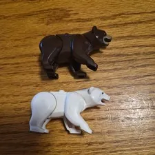 LEGO Brown Grizzly Bear Minifigure From Set 4438 4440 Animal City AND POLAR BEAR