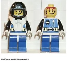 Lego 1x Aqu003 Minifigure Aquazone Aquanaut 3 Flippers Knife Harpoon Vf/Nm