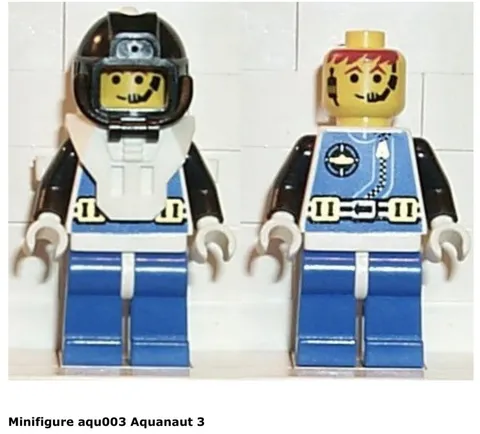 Lego 1x Aqu003 Minifigure Aquazone Aquanaut 3 Flippers Knife Harpoon Vf/Nm