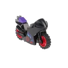 1x LEGO Motorcycle Sport Black Logogram "DS" Wheels Red Handlebar 52035c01