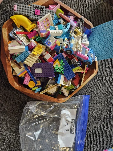 Lot 8: Large Gallon Sized LEGO Bulk Lot Girl Pink White Disney Elves Friends