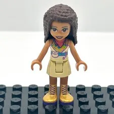 LEGO® Friends Andrea Minifigure Tan Skirt Colourful Top Gold Boots 41424 frnd392