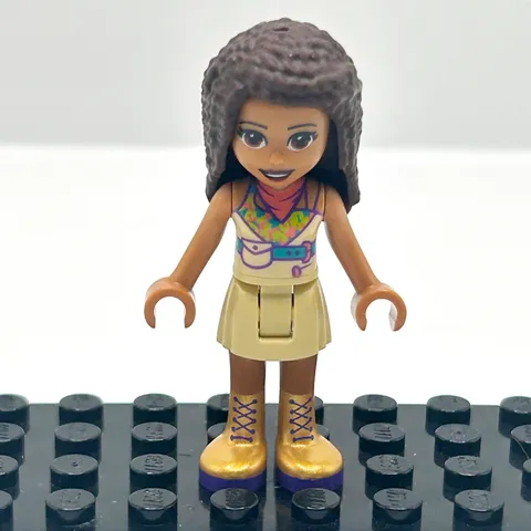 LEGO® Friends Andrea Minifigure Tan Skirt Colourful Top Gold Boots 41424 frnd392