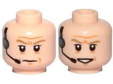LEGO Light Nougat Minifigure, Head Dual Sided Dark Tan Eyebrows, Wrinkles, Heads