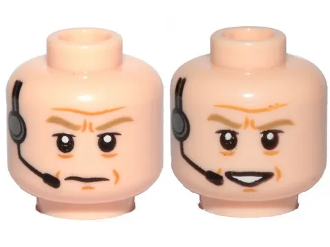 LEGO Light Nougat Minifigure, Head Dual Sided Dark Tan Eyebrows, Wrinkles, Heads