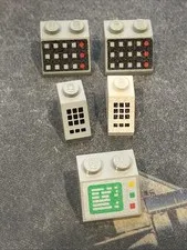 Lego Gray Slope 2x2 Computer Screen Lot x3 (Plus2 1x2) Gauges Buttons Patterns