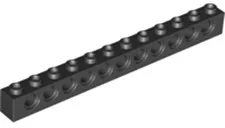 Lego Black TECHNIC Brick 1 x 12 with Holes Part 3895 T1