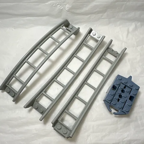 Lego Track Roller Coaster Ramp Large Upper Lower Base Car Light Bluish Gray