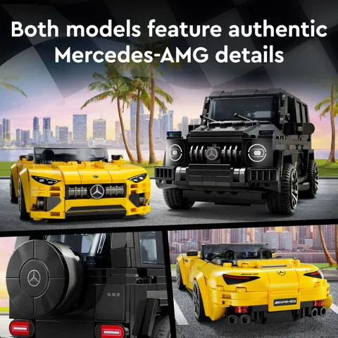 LEGO Speed Champions Mercedes-AMG G 63 & Mercedes-AMG SL 63 Toy Cars - Building 