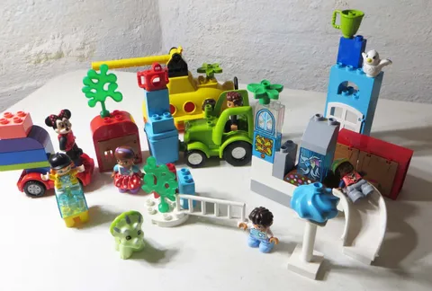 Lego Duplo Lot: Nine Character Toys, Three Vehicles, Slide, etc