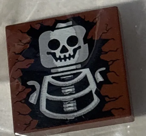 LEGO Part 3068bpb0087 Tile 2 x 2 with Skeleton Skull and Torso Pattern VTG