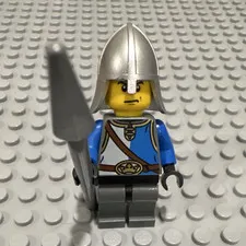 LEGO Castle Knight Minifigure w/ Silver Helmet, Spear, Sword & Shield