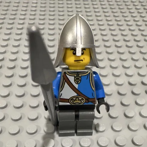 LEGO Castle Knight Minifigure w/ Silver Helmet, Spear, Sword & Shield