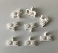 LEGO 8x NEW Pieces Plate 1x2 Modified w/ Hook Arm WHITE #43876/4623b