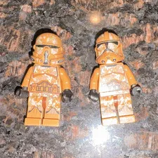 LEGO Minifigure Lot of 2 - Orange Outfit Plastic Minifigures Figures