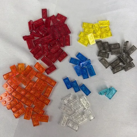 LEGO 1x2 Plate 3023 Translucent Transparent Bulk Lot 114 Mixed Colors Parts