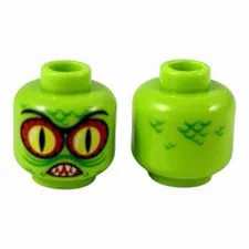 LEGO Minifigure, Head Alien with Swamp Creature with Red and Yellow Eyes