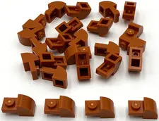Lego 25 New Dark Orange Slopes Sloped Curved 2 x 1 with Recessed Stud Parts