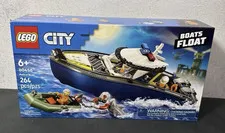 LEGO City Police Boat 60456 Boats Float Set, 264 Pieces, Police Officer 6+