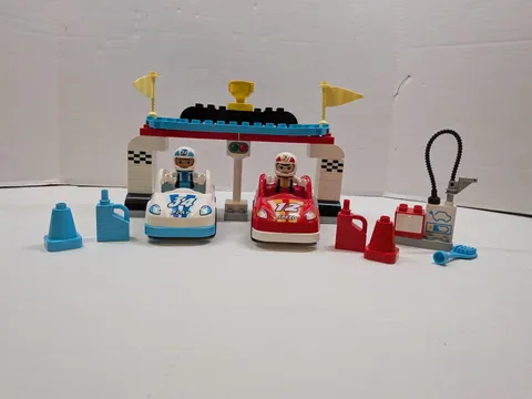 LEGO DUPLO 10947 Race Cars 42 Piece Building Block Toy Kit Figures
