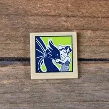 LEGO Tile 2x2 Framed Picture of Dark Blue Dragon & Rosalyn Nightshade 3068pb1123
