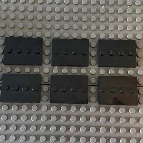 Lego Black Minifigure Plate Modified 3x4 w/ 4 Center Row Studs 88646 (lot of 6)
