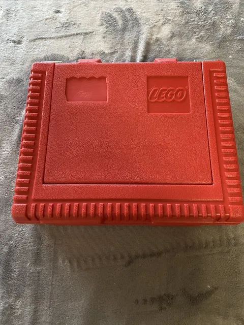 Vintage Red Plastic Latching Lego Blocks Carrying Case From The 1980s