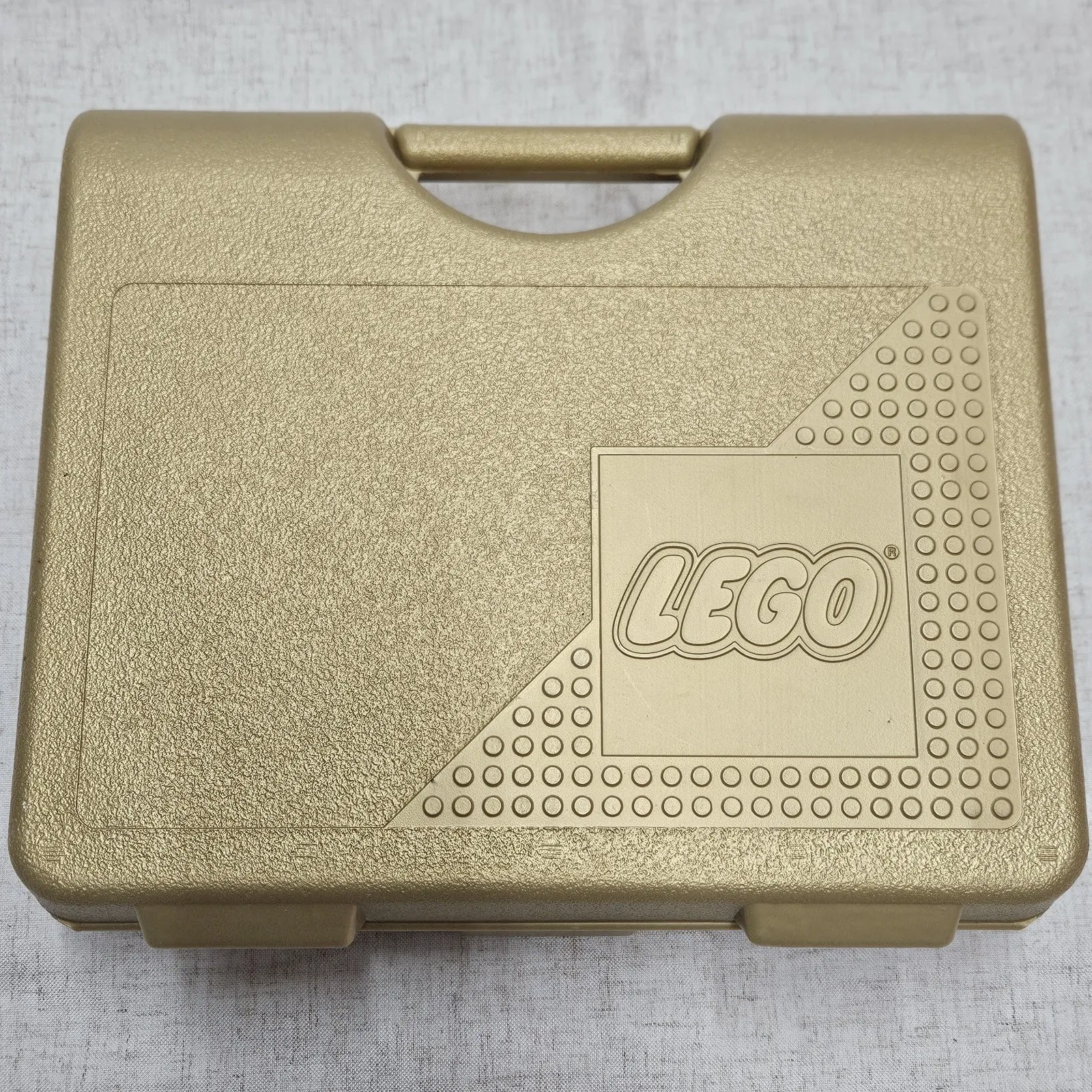LEGO Metallic Gold Carrying Case Toy Storage Box Container 1997 Vintage