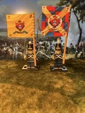 2x Minis Portuguese Napoleonic Line Infantry Regiment +2 Flags LEGO Flagpoles