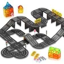 Magnetic Road Building Blocks, STEM Building Toys Magnet...