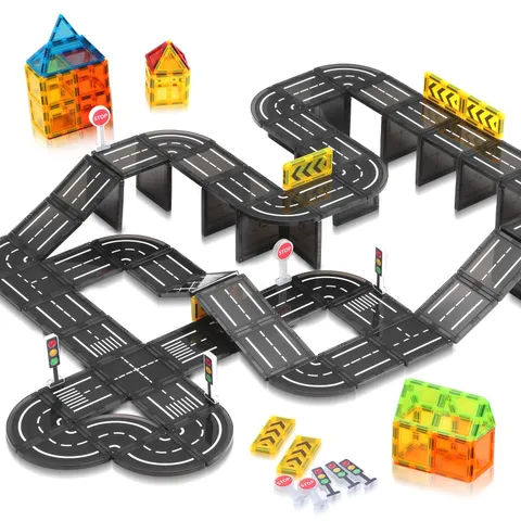 Magnetic Road Building Blocks, STEM Building Toys Magnet...
