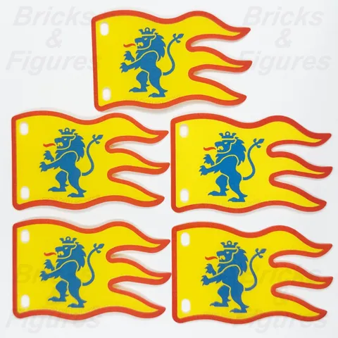LEGO Lion Knights Flag Castle Part 8 x 5 Blue Lion Yellow Cloth 10305 100728 x 5