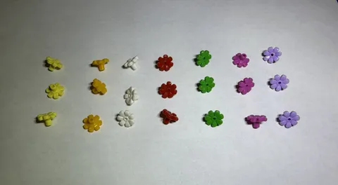 Lego Lot Of 21 Flowers Flower 3.2 Shaft Hole Red Yellow Purple White Green New
