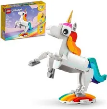 LEGO Creator 3 in 1 Magical Unicorn Toy, Transforms to Seahorse Rainbow