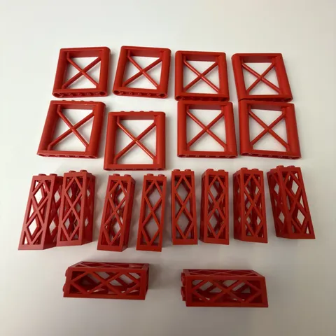 LEGO Girder Lot - Red Rectangular 1x6x5 & 2x2x5 Support Pillar Lattice 2580