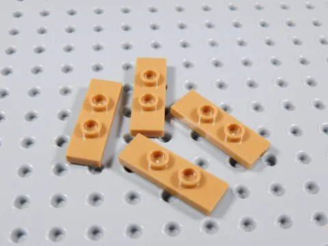 LEGO Lot of 4 Medium Nougat 1x3 Smooth Plates w/ 2 Studs BA
