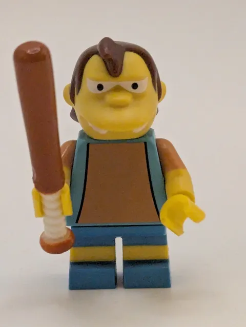 LEGO Simpsons Nelson Muntz Minifigure 71005 COLSIM-12 Series 1 w/ Baseball Bat