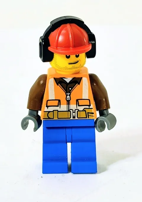 LEGO Minifigure CITY Male Forester Orange Vest Headphones CTY0840 - Set # 60181