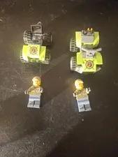 Lego City Volcano Atv Set Of 2 And 2 Male Worker Minifigures
